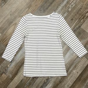 A New Day boatneck 3/4 Sleeve White & Black Striped Shirt